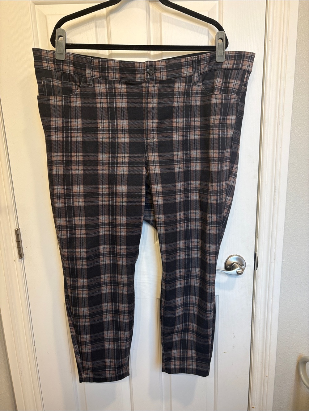 torrid Black and Brown Plaid Stretch Chinos